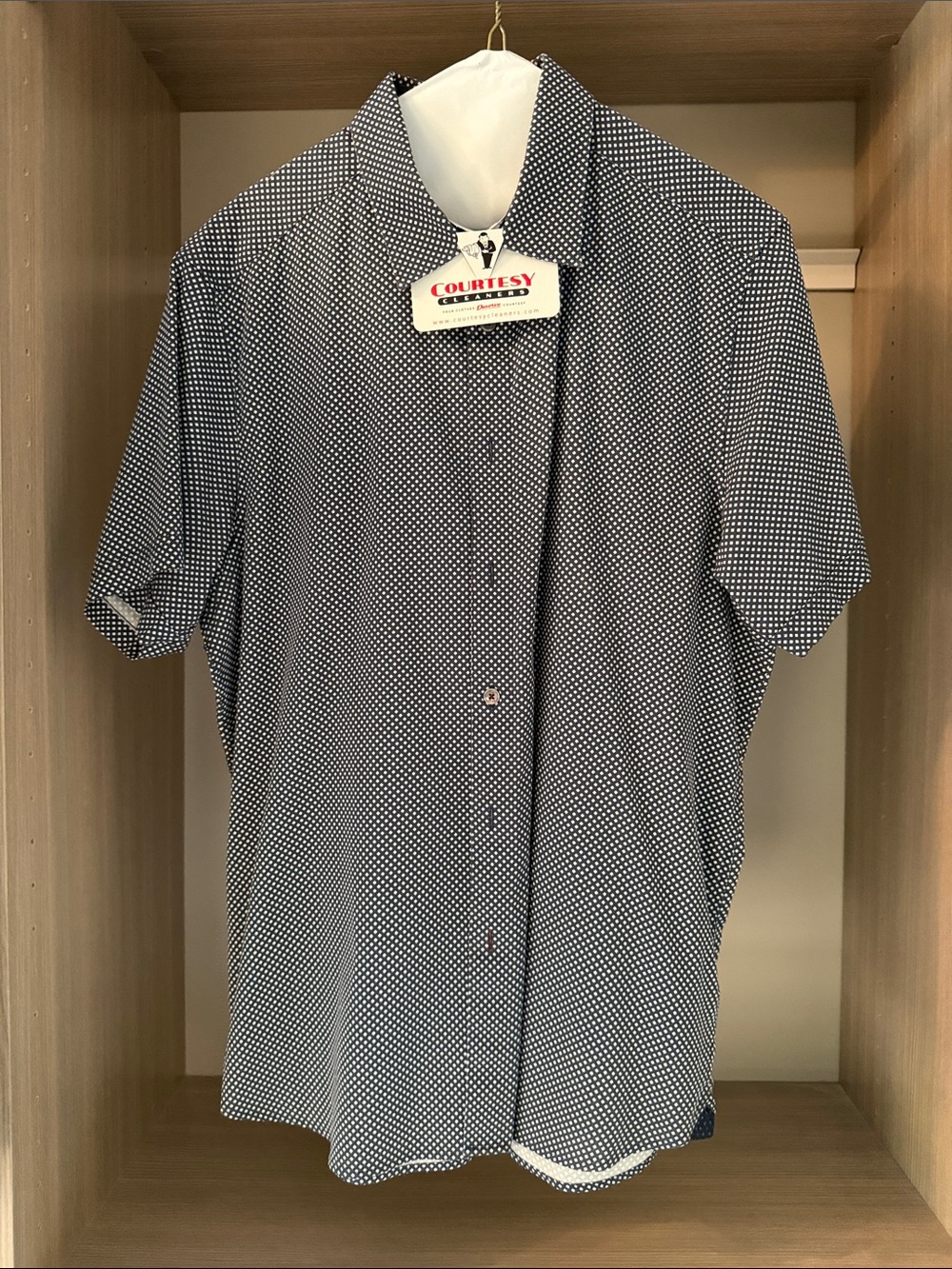 Ted Baker Navy & White Micro Dot Short Sleeve Button-Down